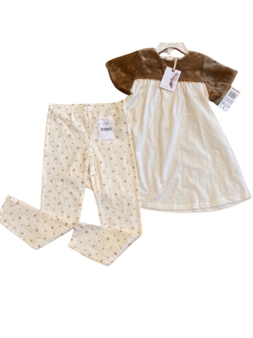 Jessica Simpson Sea Salt Faux Fur Short Sleeve 2 Piece Outfit Girls 6X